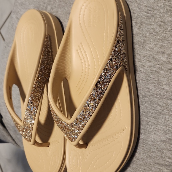 CROCS Beige Sparkle Sandals - Picture 2 of 8